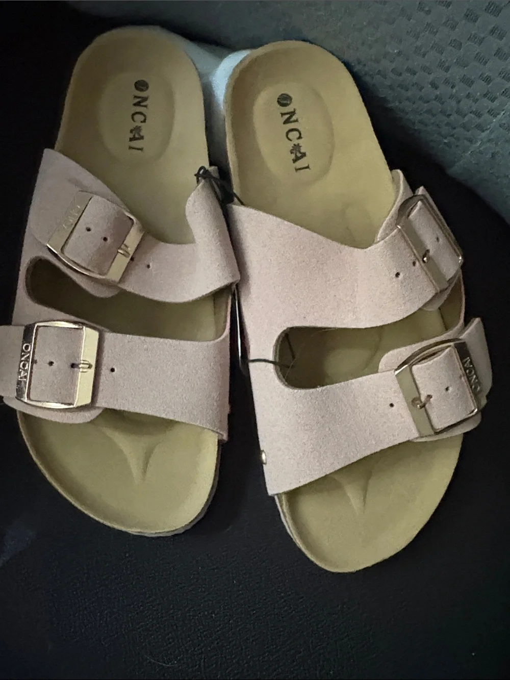 Nwt Women's Double Buckle Suede Sandals in Light Pink size 8